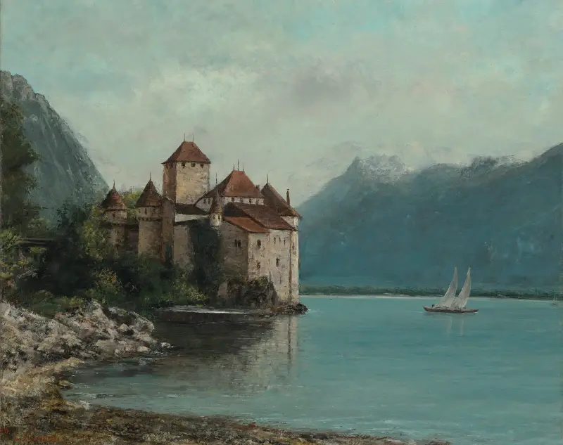 Zamek Chillon nad Jeziorem Genewskim, 1876, Gustave Courbet