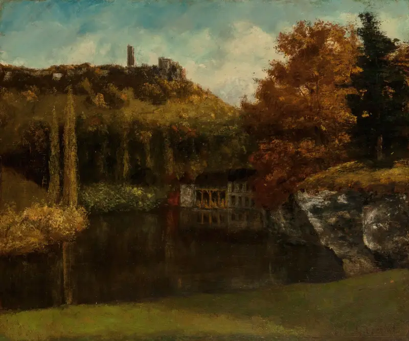 Pralnia (widok i ruiny zamku w Scey-en-Varais), Gustave Courbet