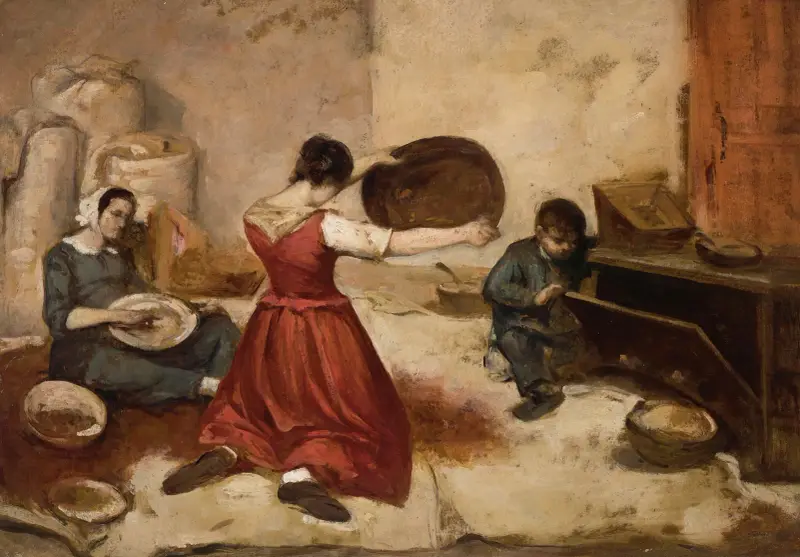 Vetesållarna, skiss av Gustave Courbet