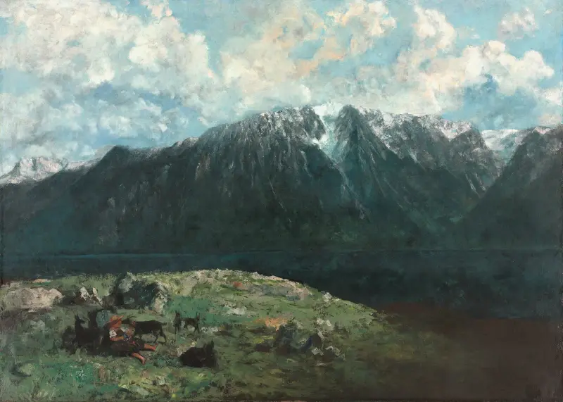 Panoramablick auf die Alpen, Les Dents du Midi von Gustave Courbet
