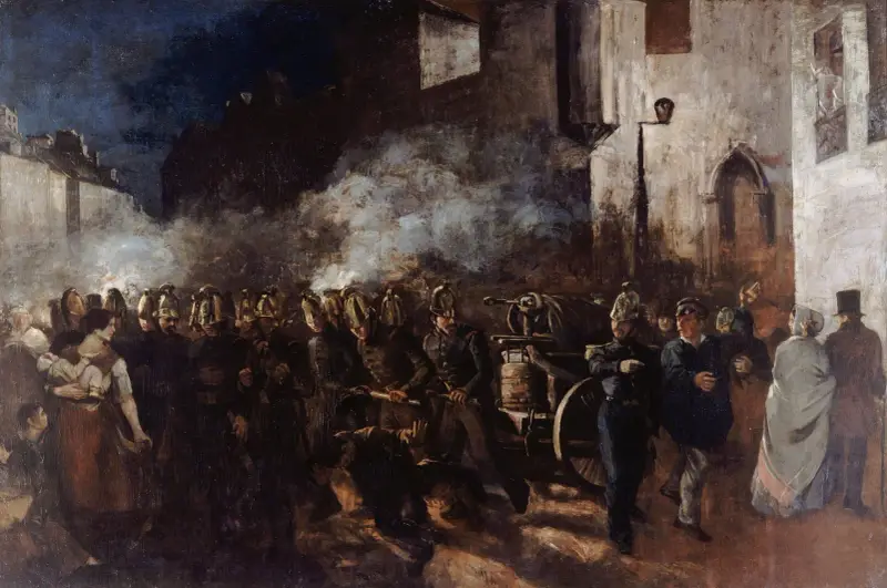 Feuerwehrleute beim Löschen eines Brandes von Gustave Courbet