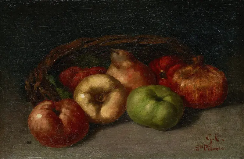 Martwa natura z jabłkami, gruszką i granatami, Gustave Courbet