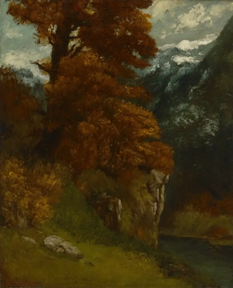 Landskapet vid Ornans (Bords du Doubs; Effet d'Automne) av Gustave Courbet