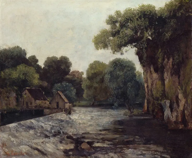 Dammanläggningen vid kvarnen av Gustave Courbet