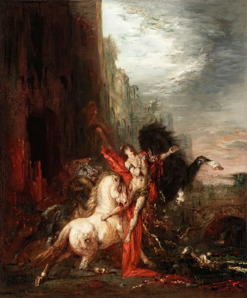 Diomedes, von seinen Pferden verschlungen, 1865 von Gustave Moreau