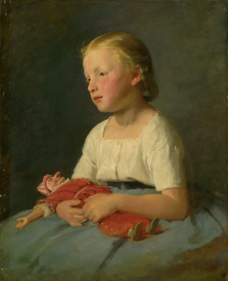 Little Girl with a Doll av Gyula Benczúr