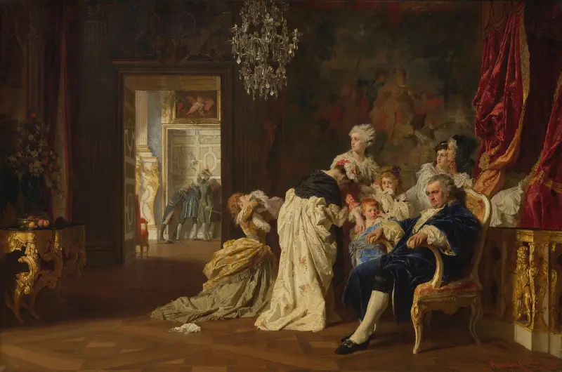 Louis XVI and Marie Antoinette with Family at Versailles (October 6, 1789) av Gyula Benczúr