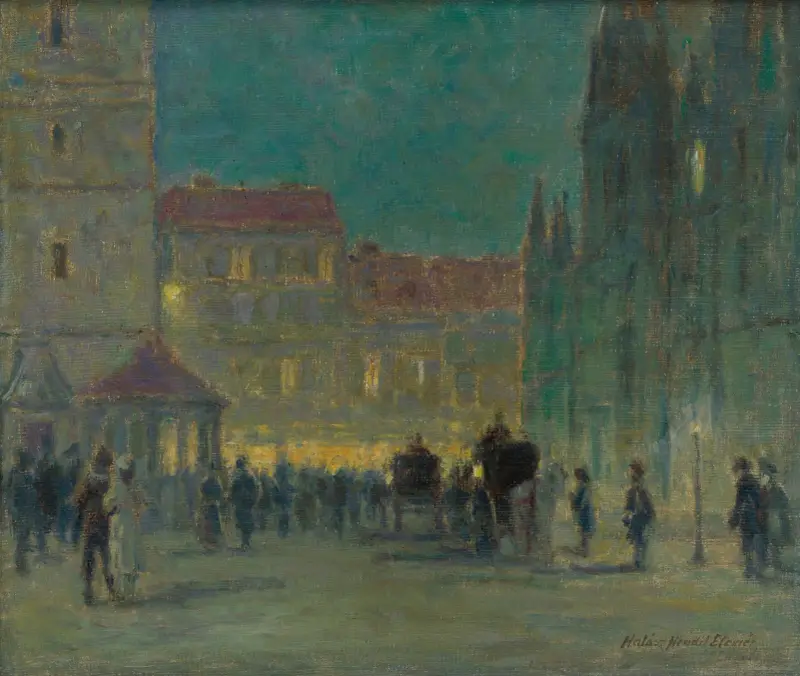 Abend vor der St.-Elisabeth-Kathedrale von Elemír Halász-Hradil