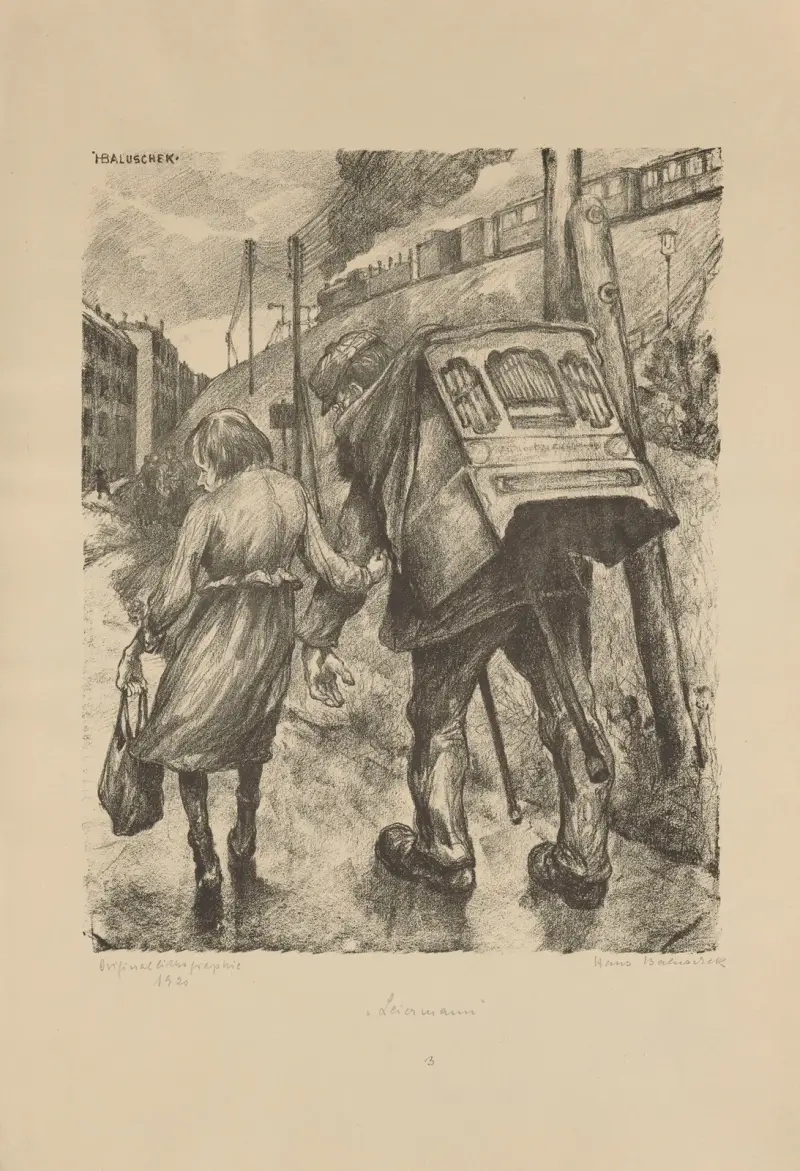 Putující hráč na lyru, Hans Baluschek
