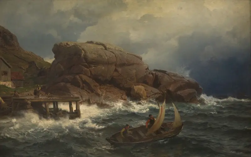 Norwegischer Hafenort von Hans Gude