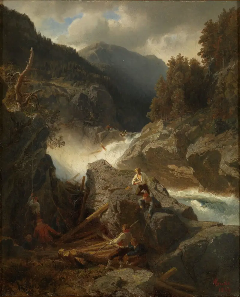 Wodospad w Hallingdal, Hans Gude
