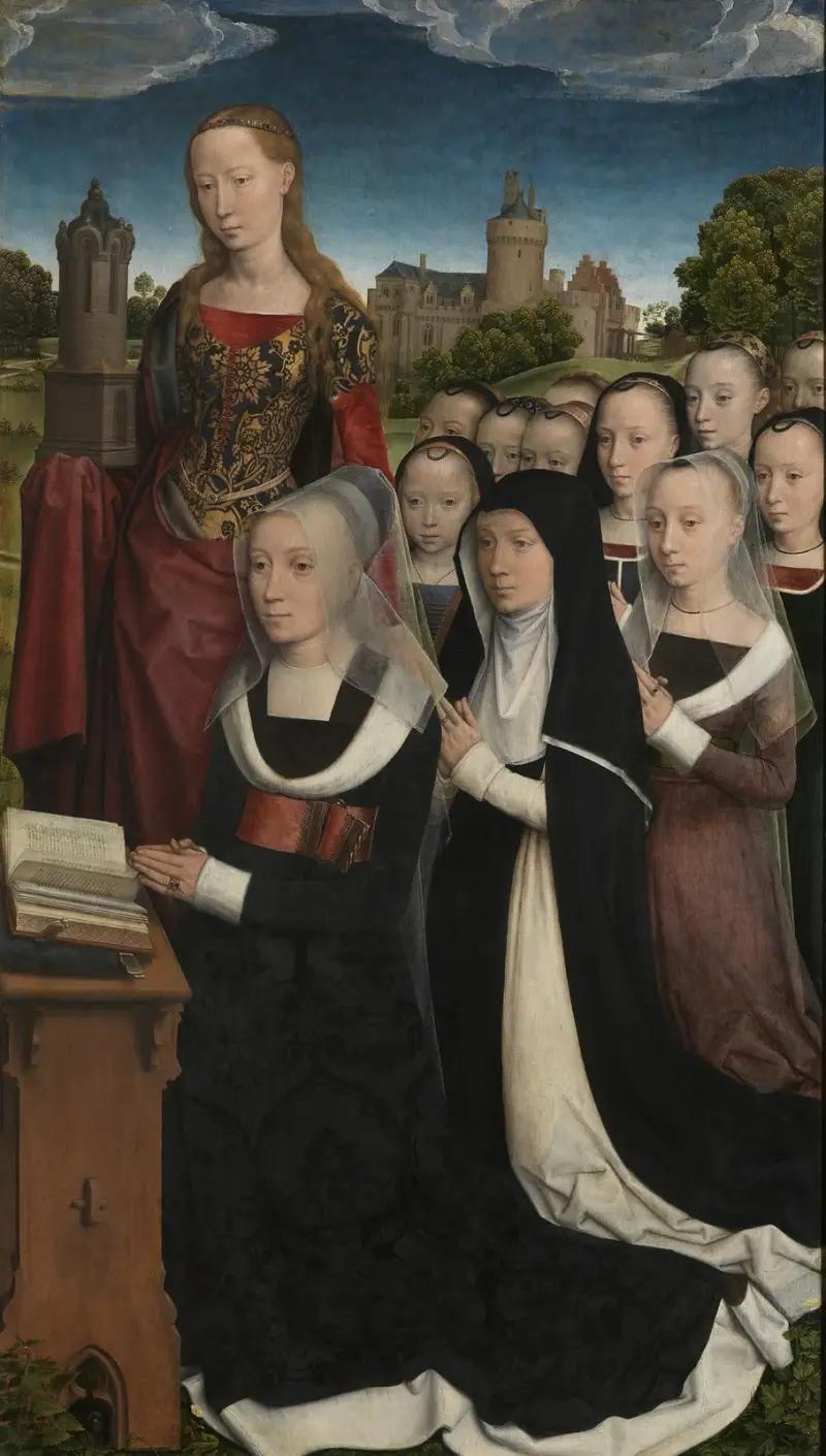 Barbara van Vlaenderbergh mit ihren Töchtern und Schutzheiligen von Hans Memling