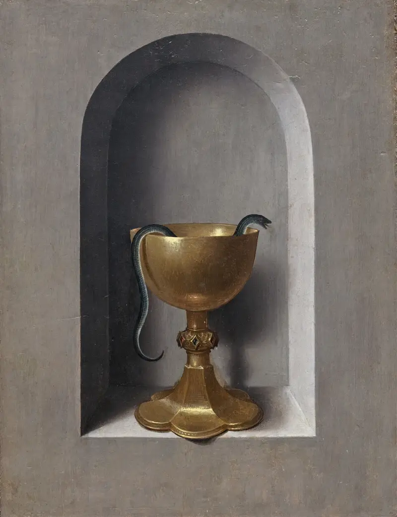 Kalken – Johannes Evangelistens kalk (baksida) av Hans Memling