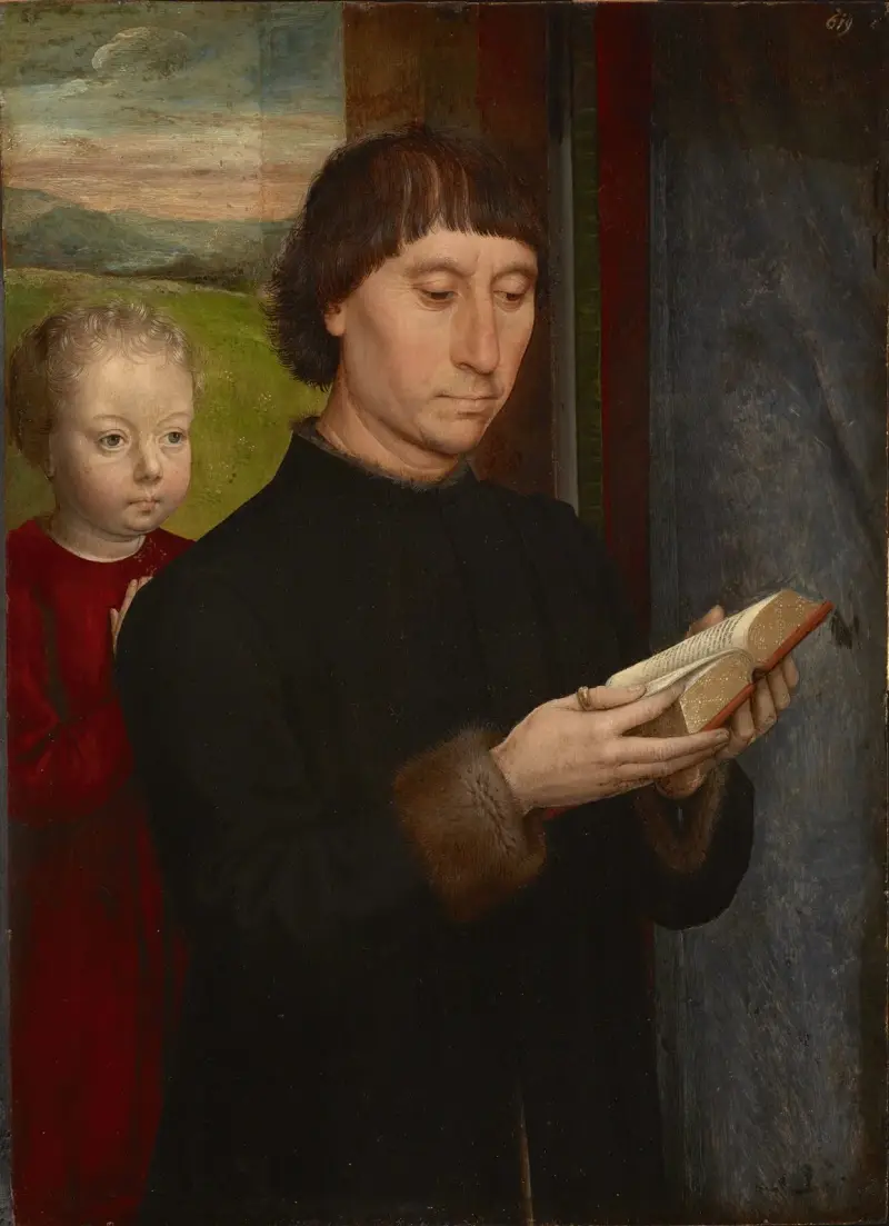 Porträtt av en läsande man av Hans Memling