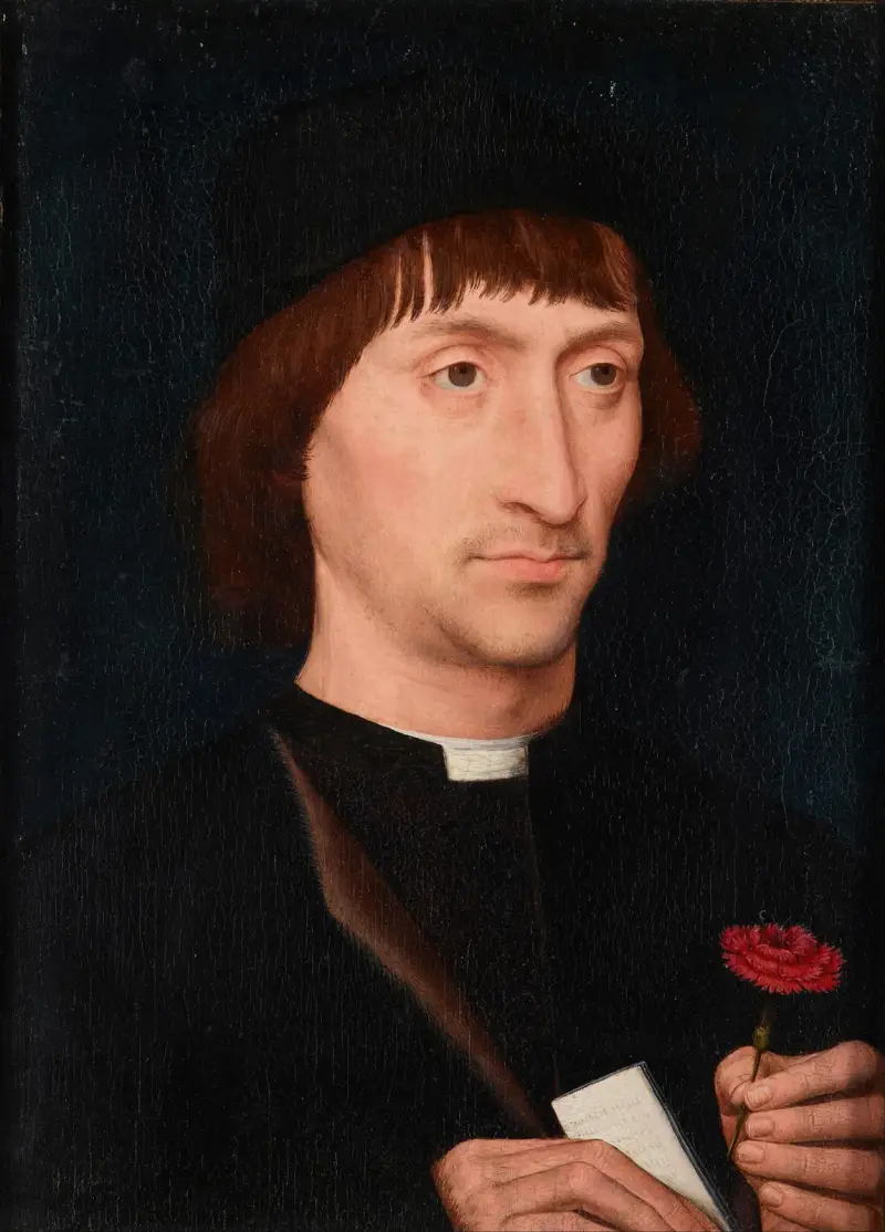 Portret mężczyzny z goździkiem, Hans Memling