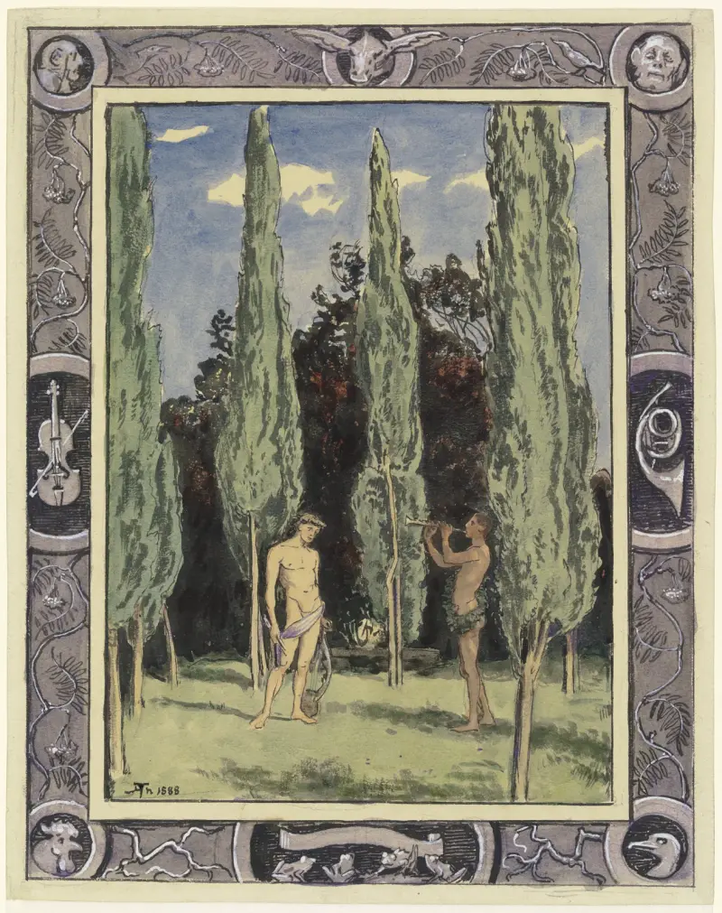 Apollo and Marsyas av Hans Thoma