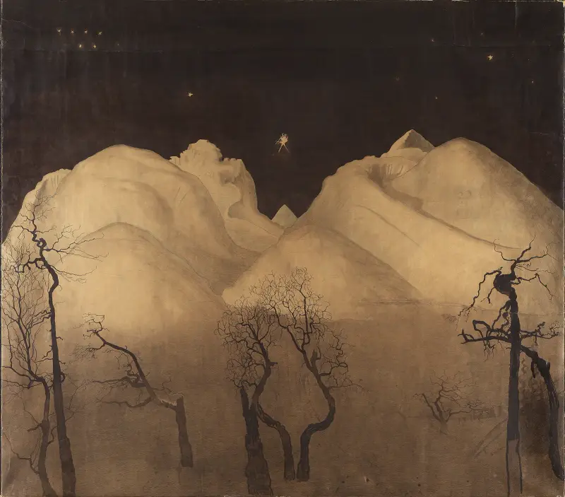 Zimní noc v horách. Studie, Harald Sohlberg