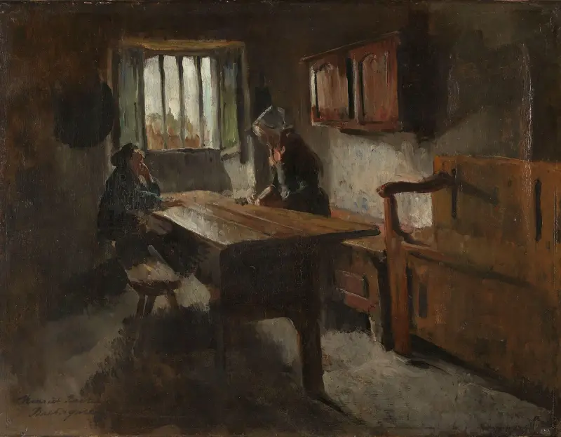 Interiör från en bondgård i Rochefort-en-Terre, Bretagne av Harriet Backer