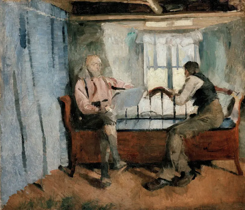 Interiör från gården Knabberud i Bærum av Harriet Backer