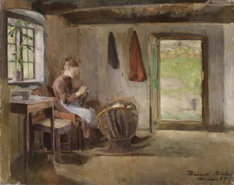 Interiör från gården Skotta i Bærum av Harriet Backer