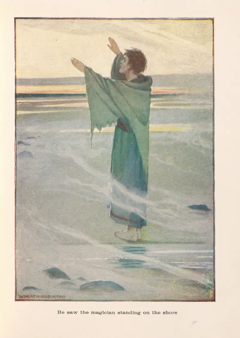 Dorigen; Er sah den Zauberer am Ufer stehen von William Heath Robinson