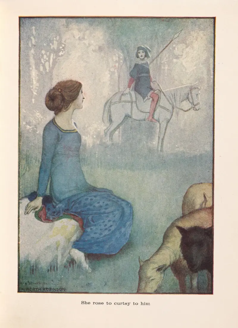 Griselda; Sie erhob sich, um sich vor ihm zu verneigen von William Heath Robinson
