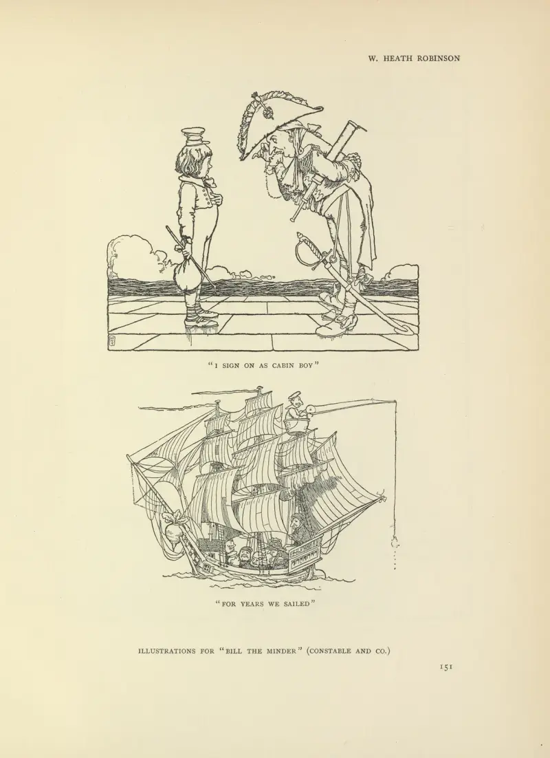 Illustrations for Bill the minder av William Heath Robinson