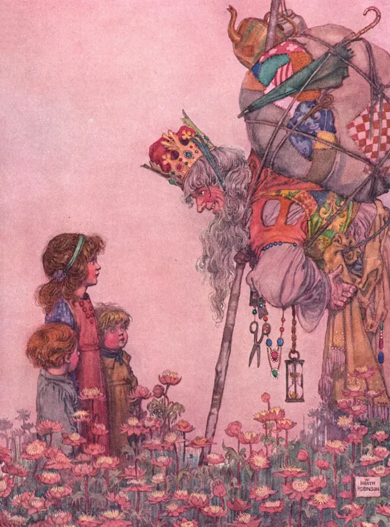 Trojanska kungen tvingas fråga efter vägen av William Heath Robinson