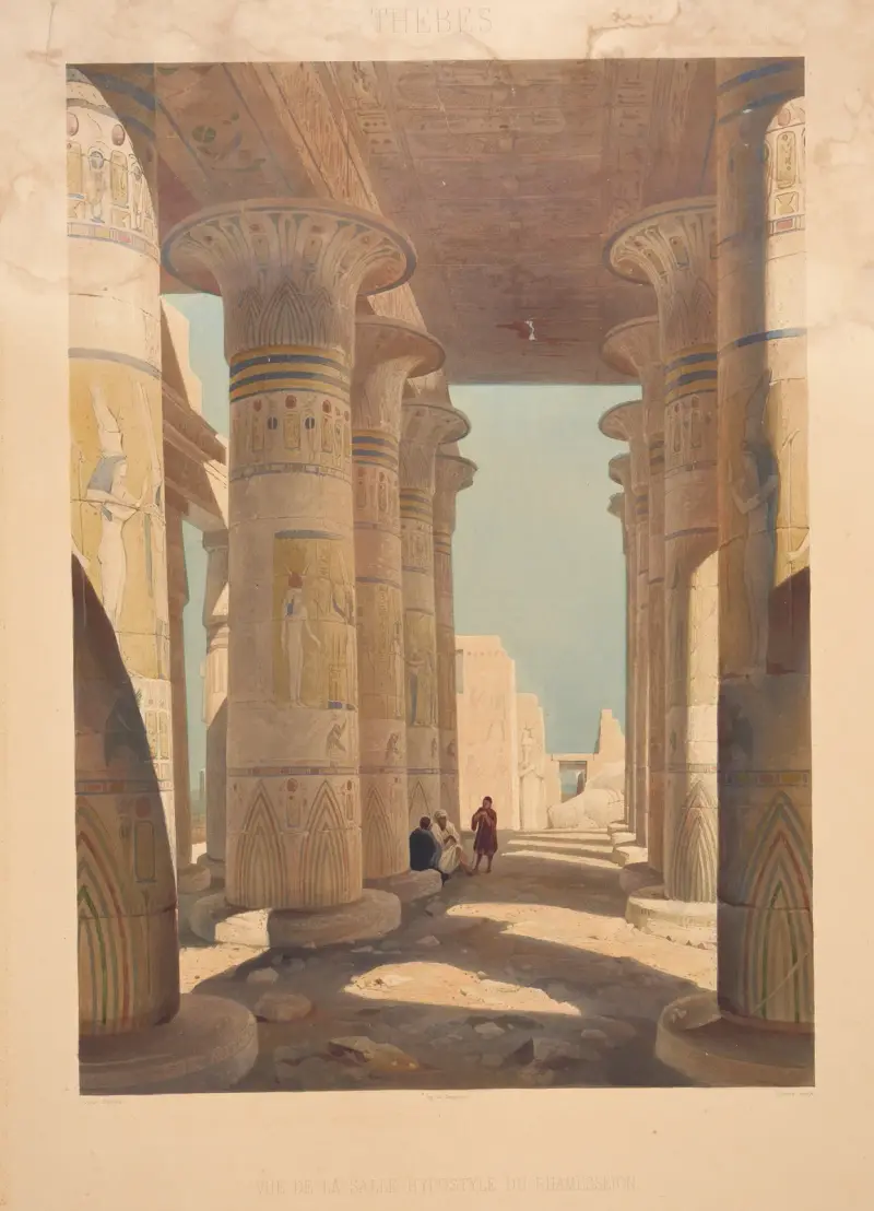 Vy över pelarsalen i Ramesseum av Hector Horeau
