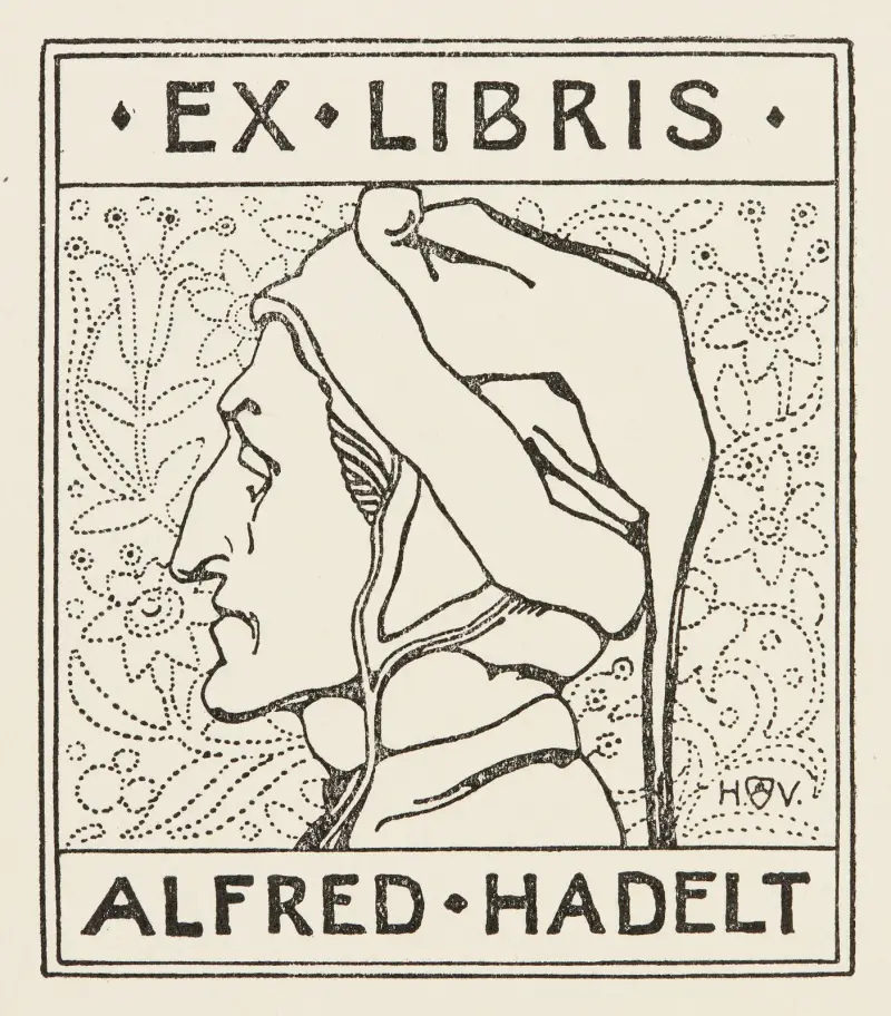 Exlibris för Alfred Hadelt av Heinrich Vogeler