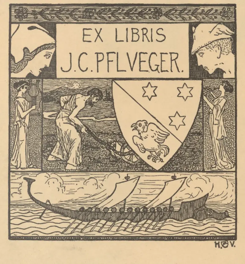 Ex Libris J.C. Pflueger von Heinrich Vogeler