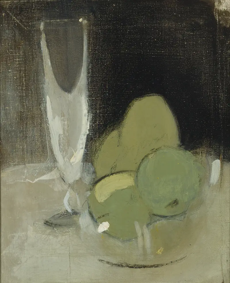 Gröna äpplen och champagneglas av Helene Schjerfbeck