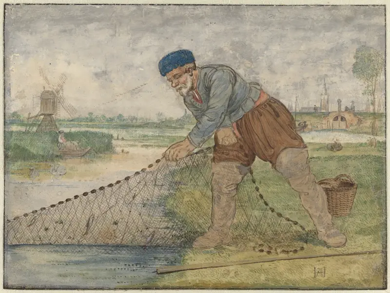 En fiskare som drar in sitt nät av Hendrick Avercamp