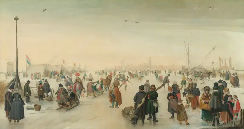 Vinterliv vid en stad av Hendrick Avercamp
