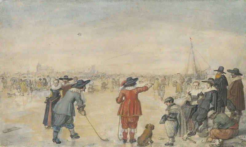 Vinterspel på den frusna floden IJssel av Hendrick Avercamp