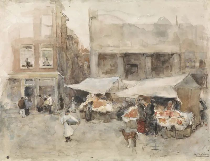 Marknad med blomsterstånd av George Hendrik Breitner