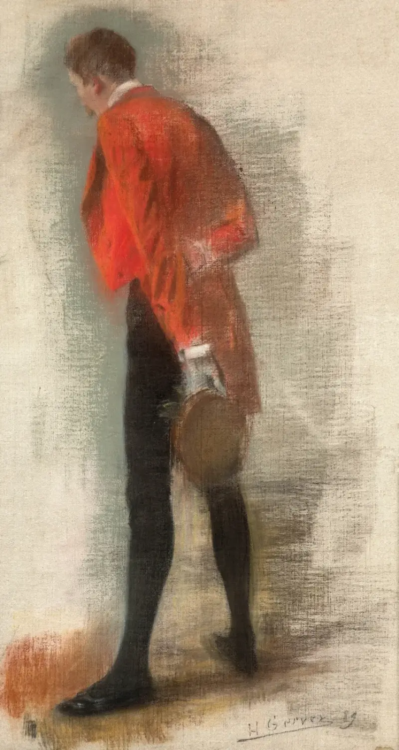 Studie eines Mannes von hinten mit roter Jacke von Henri Gervex