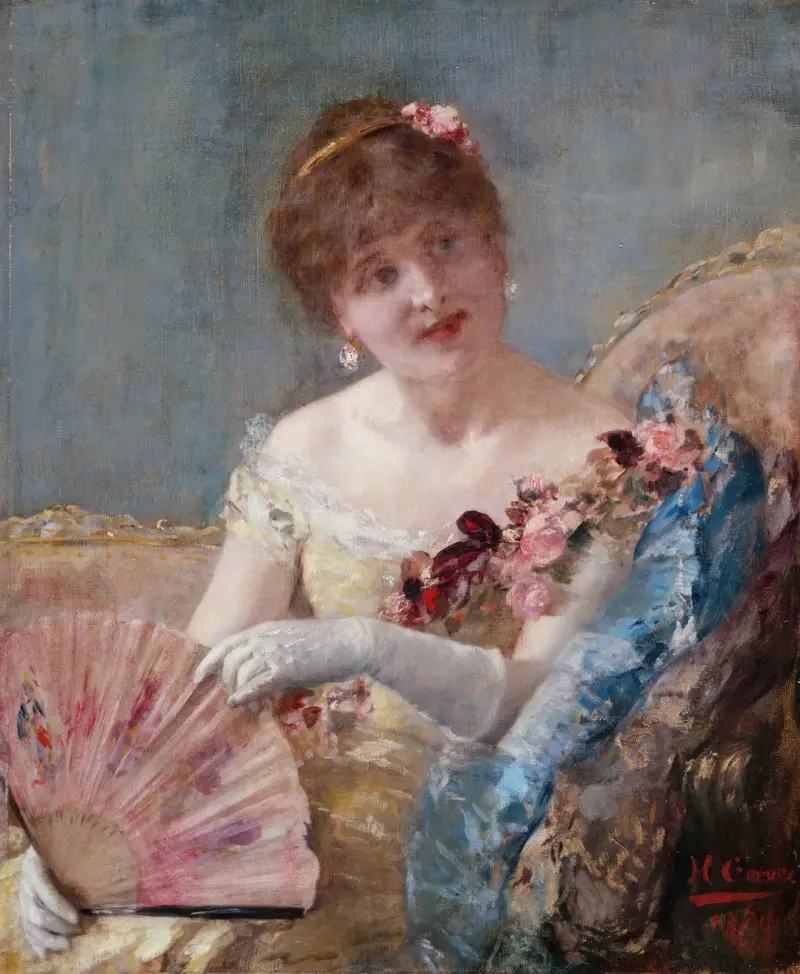 Dame mit Fächer (Porträt der Réjane) von Henri Gervex