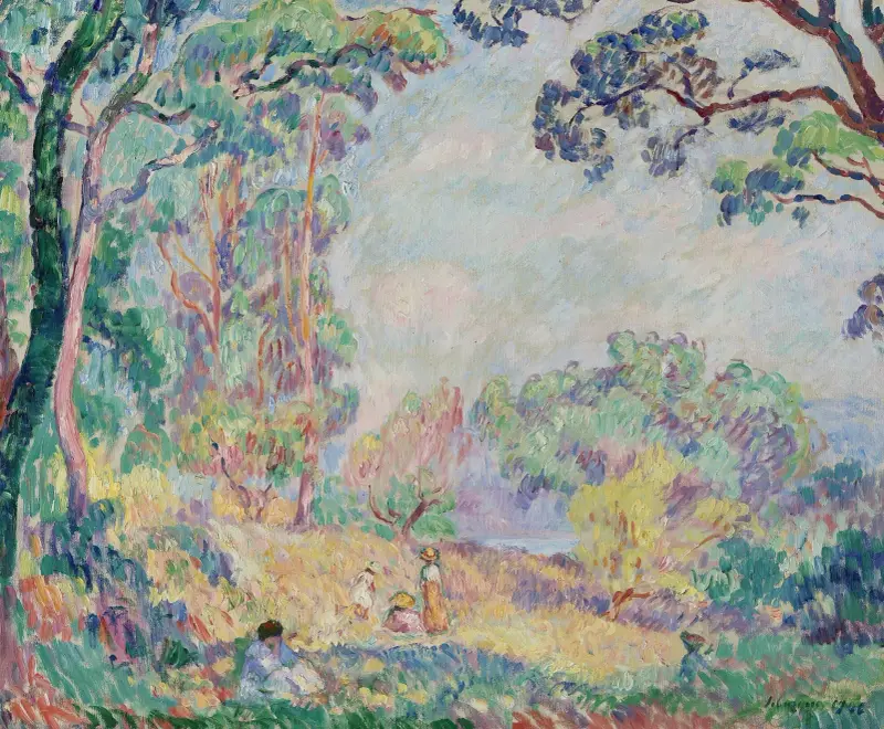 Junge Frauen und Mädchen in einer Landschaft von Henri Lebasque