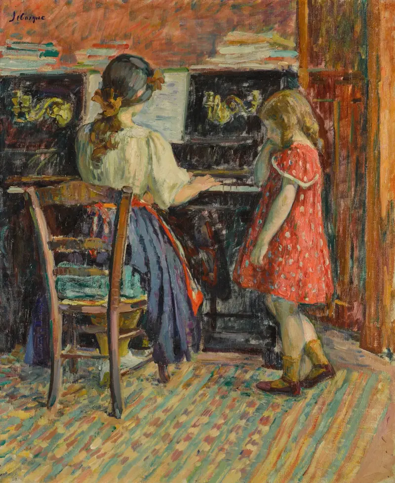 La leçon de piano (Marthe et Nono) av Henri Lebasque