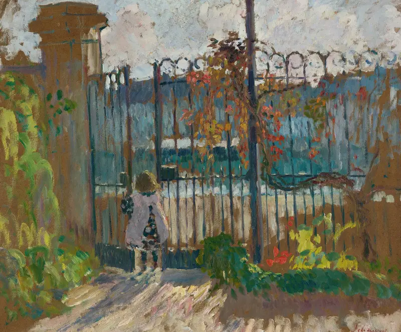 Lagny, Nono À La Grille Du Jardin av Henri Lebasque