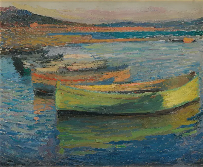 Båtar i trakten av Collioure av Henri Martin
