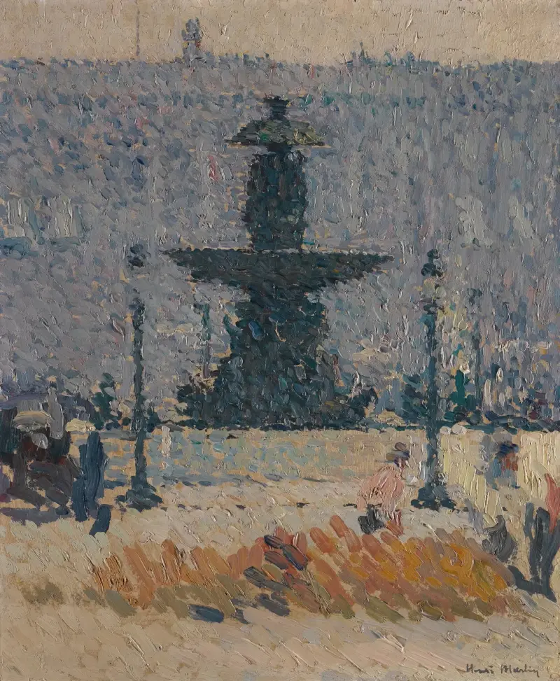 En av fontänerna på Place de la Concorde i Paris av Henri Martin