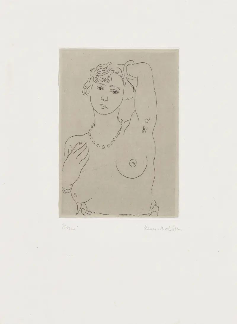 Byst av kvinna med halsband och armband av Henri Matisse