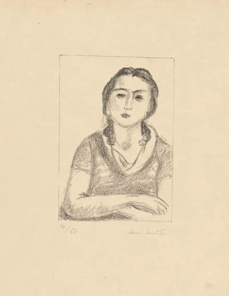Buste de jeune fille, les bras croisés av Henri Matisse