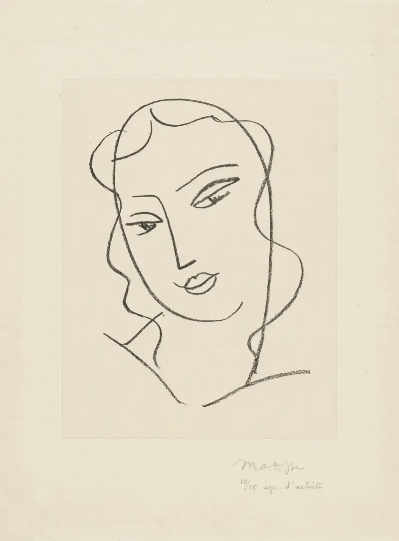 Etude pour la Vierge ‘Tête voilée’ – pour la Chapelle de Vence, 1950 – nr 5 av Henri Matisse