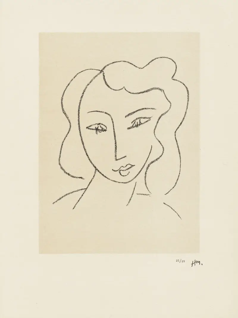 Studie für die Jungfrau ‚Verschleierter Kopf‘ – für die Kapelle von Vence, 1950 – Nr. 1 von Henri Matisse