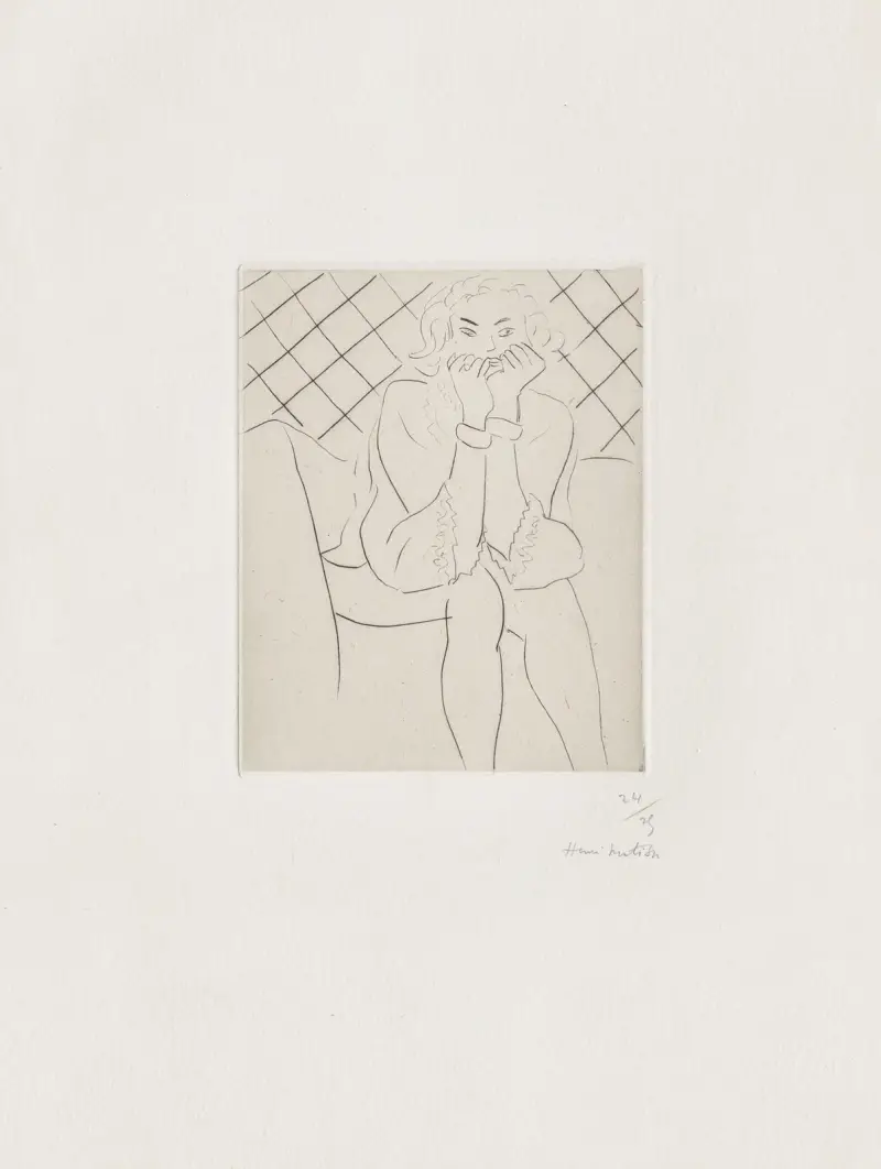 Sittande figur med händerna under hakan av Henri Matisse