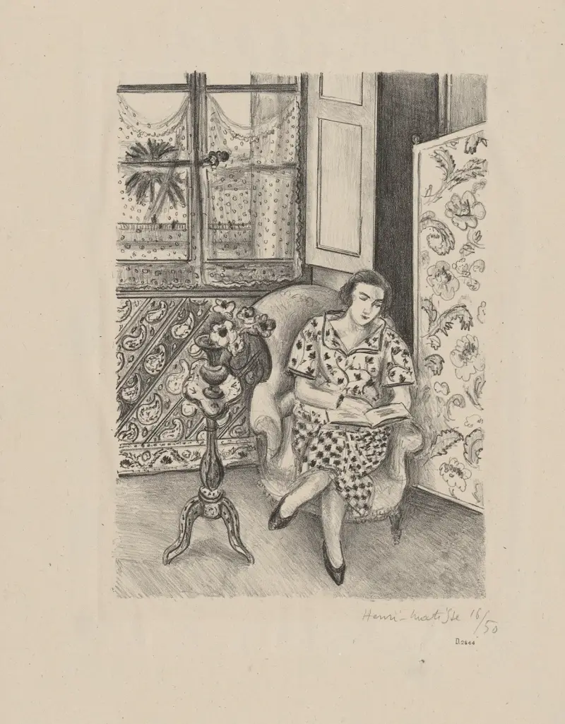 Intérieur, la lecture av Henri Matisse