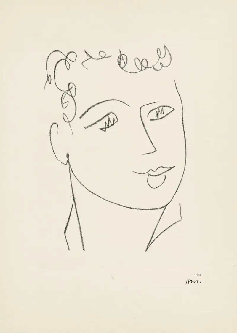 Ung kvinnlig student – studieserie för ’Echos’, 1952 – nr 2 av Henri Matisse